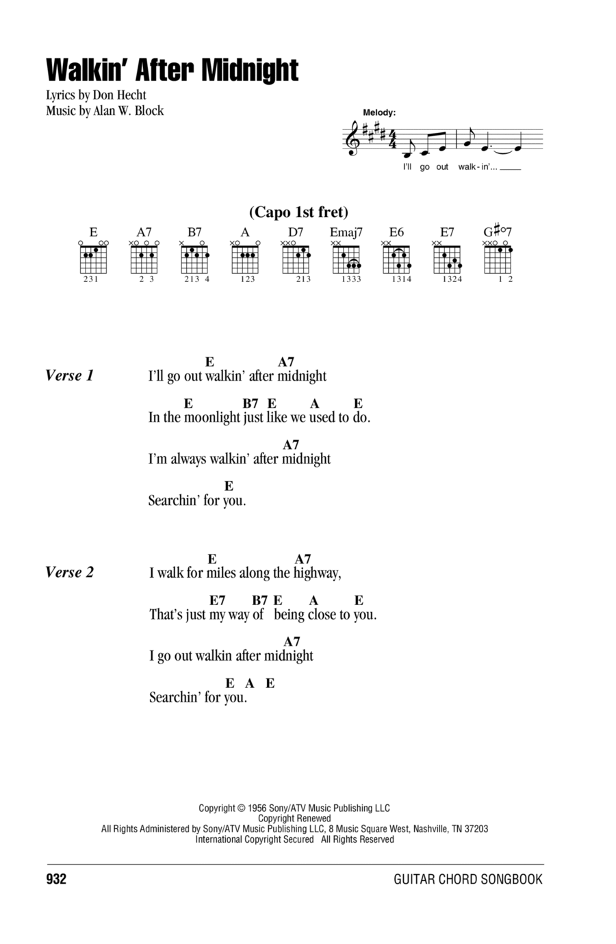 Walkin' After Midnight Walkin' After Midnight Electric Guitar scores gallery preview page 1