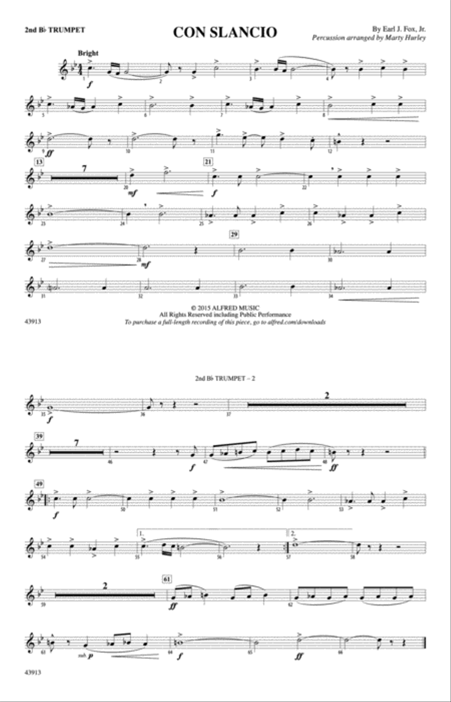 Con Slancio: 2nd B-flat Trumpet Marching Band scores gallery preview page 1