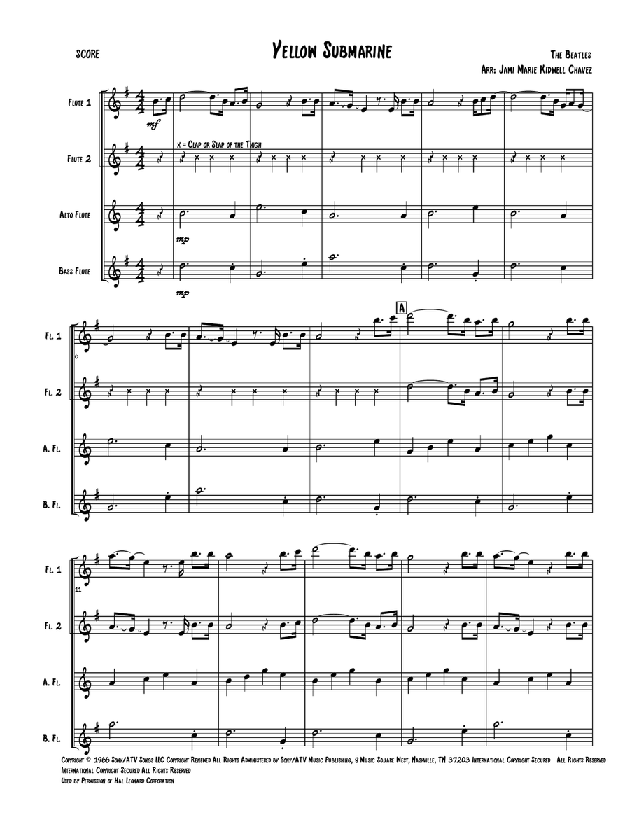 Yellow Submarine Flute Choir scores gallery preview page 2