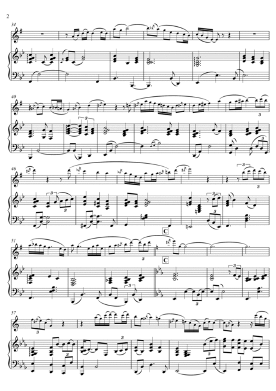 Silent night - INTERMEDIATE (alto sax & piano) Alto Saxophone scores gallery preview page 2