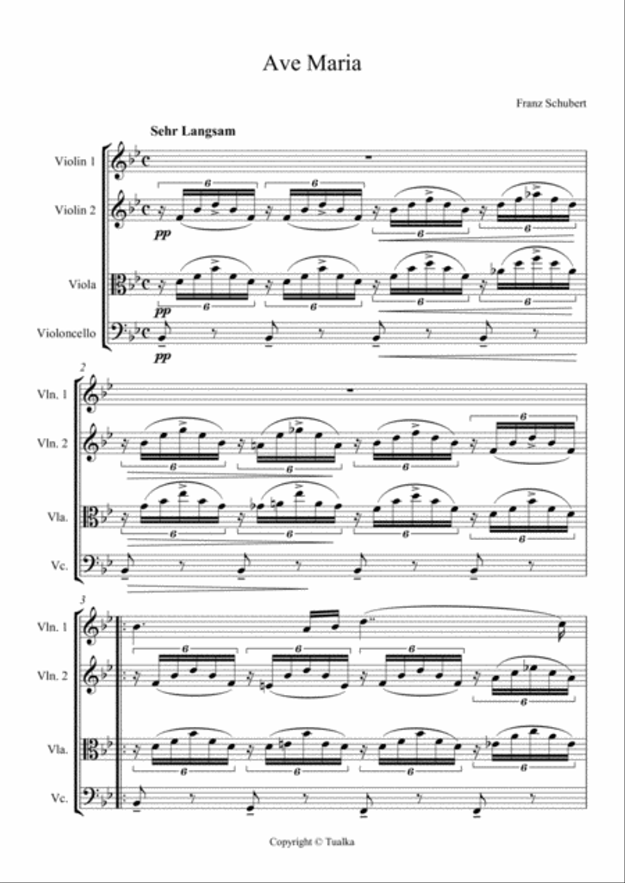 Franz Schubert - Ave Maria String Quartet scores gallery preview page 1