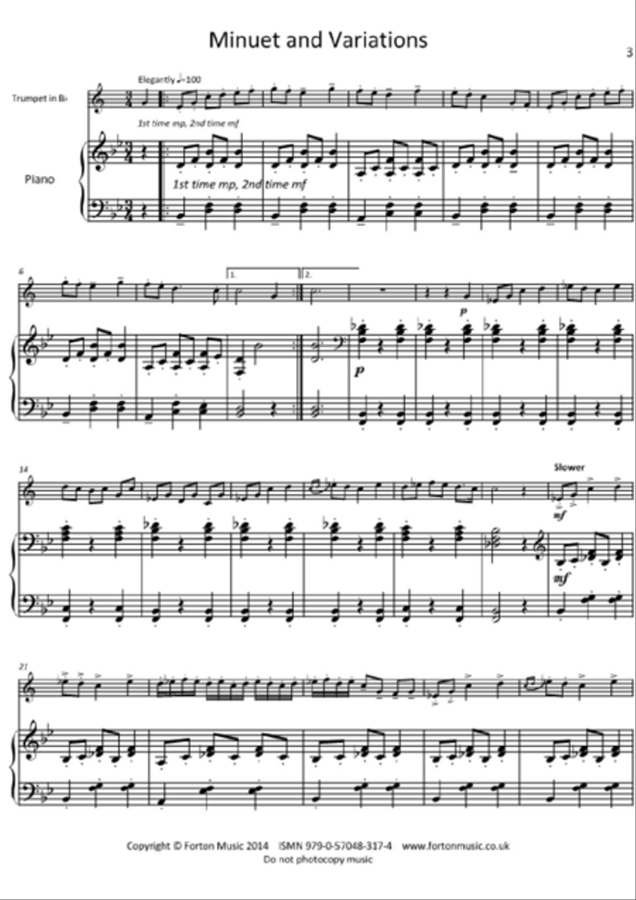 Minuet, Sarabande and Serenade Trumpet Solo scores gallery preview page 2