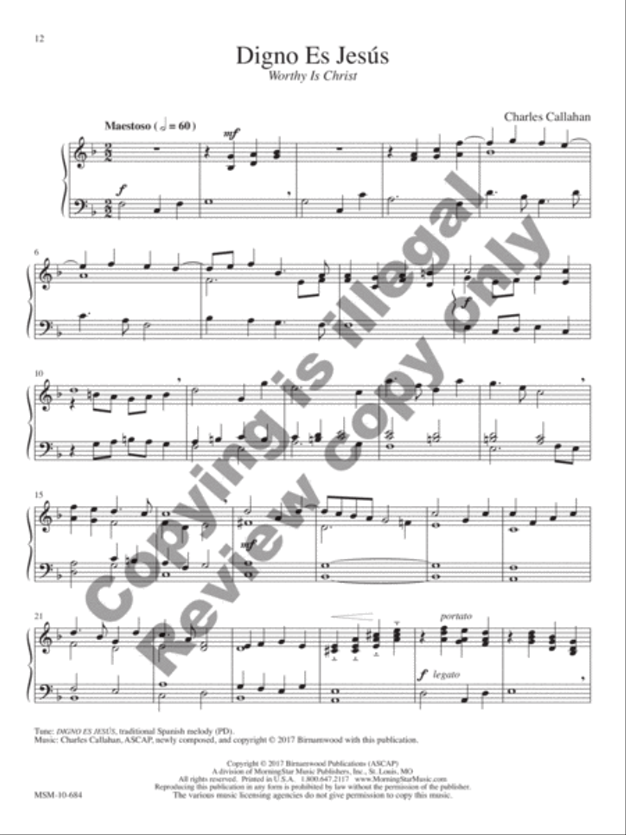 Cantad al Señor: 12 Spanish and Latin American Hymn Settings for Organ Organ Solo scores gallery preview page 7