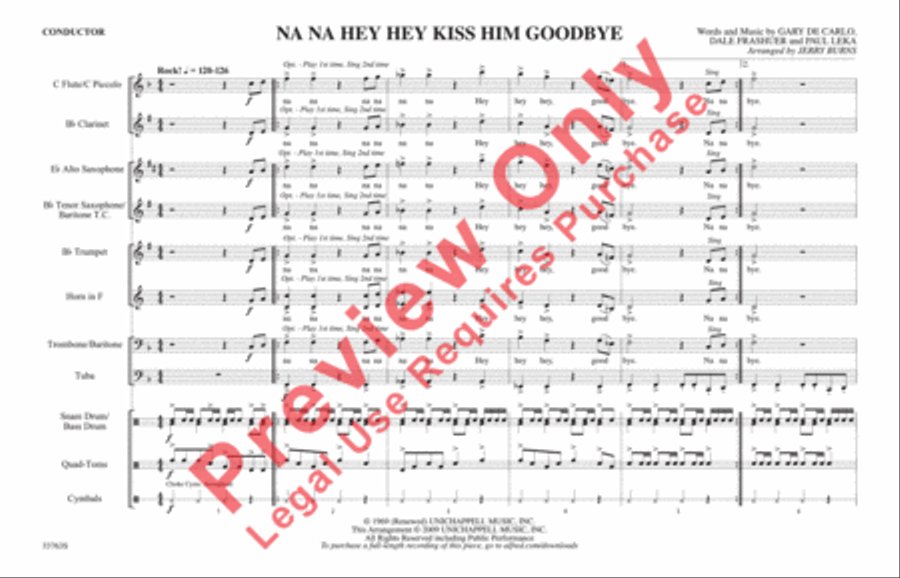 Na Na Hey Hey Kiss Him Goodbye Marching Band scores gallery preview page 2