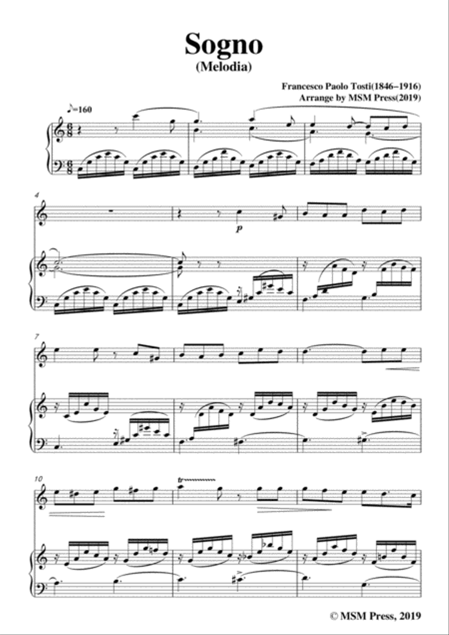 Tosti-Sogno, for Violin and Piano Violin Solo scores gallery preview page 3
