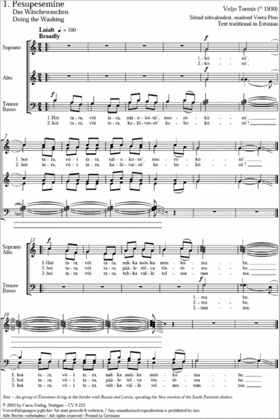 Drei Arbeitslieder aus Setu Choir scores gallery preview page 1