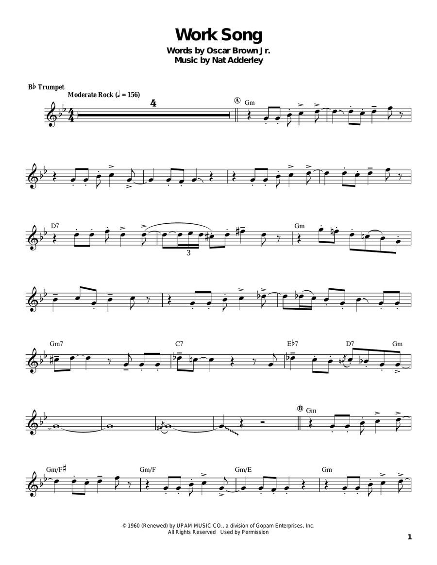 Work Song Work Song Trumpet scores gallery preview page 1