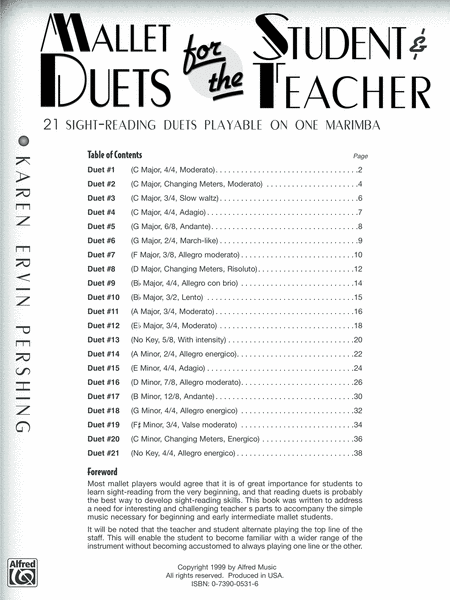 Mallet Duets for the Student & Teacher, Book 2