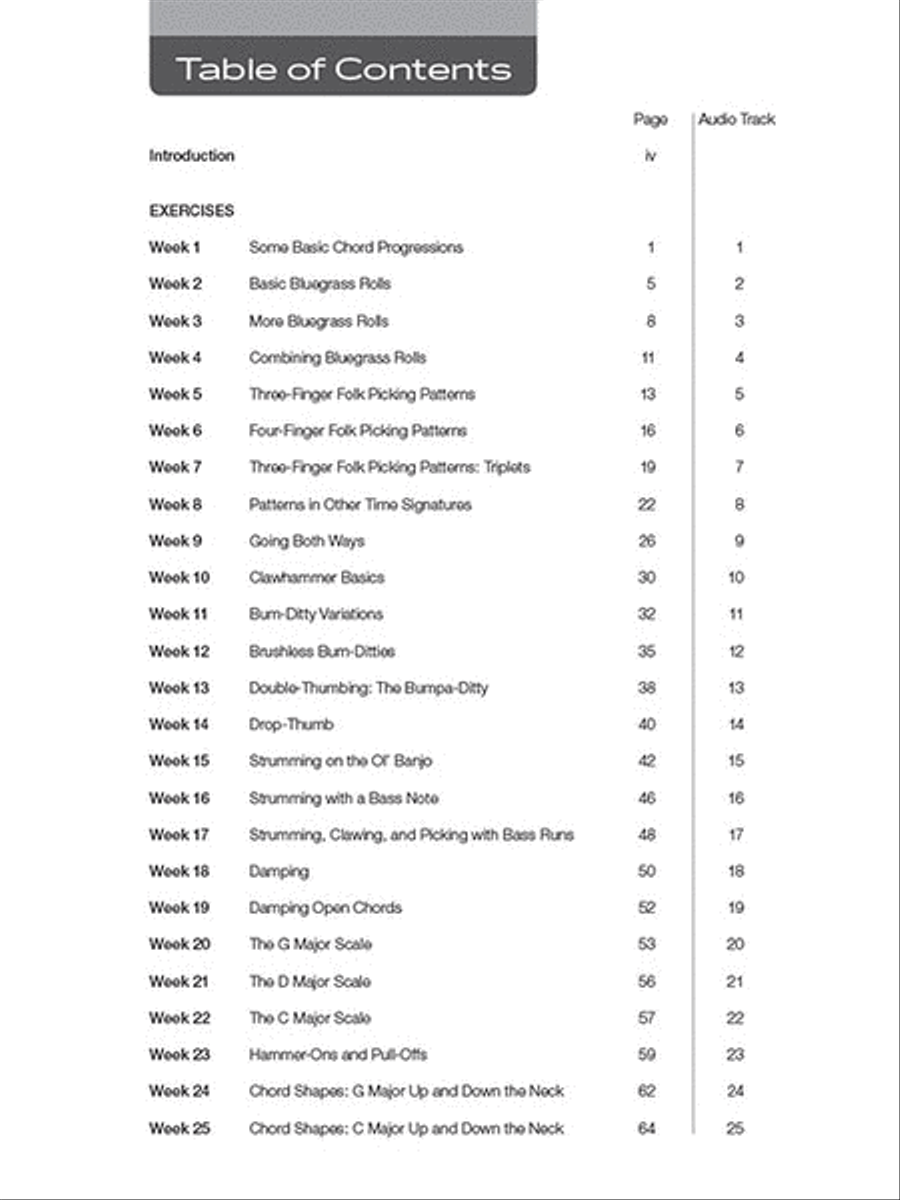 Banjo Aerobics A 50 week Workout Program for Developing Improving and Maintaining Banjo Technique Book