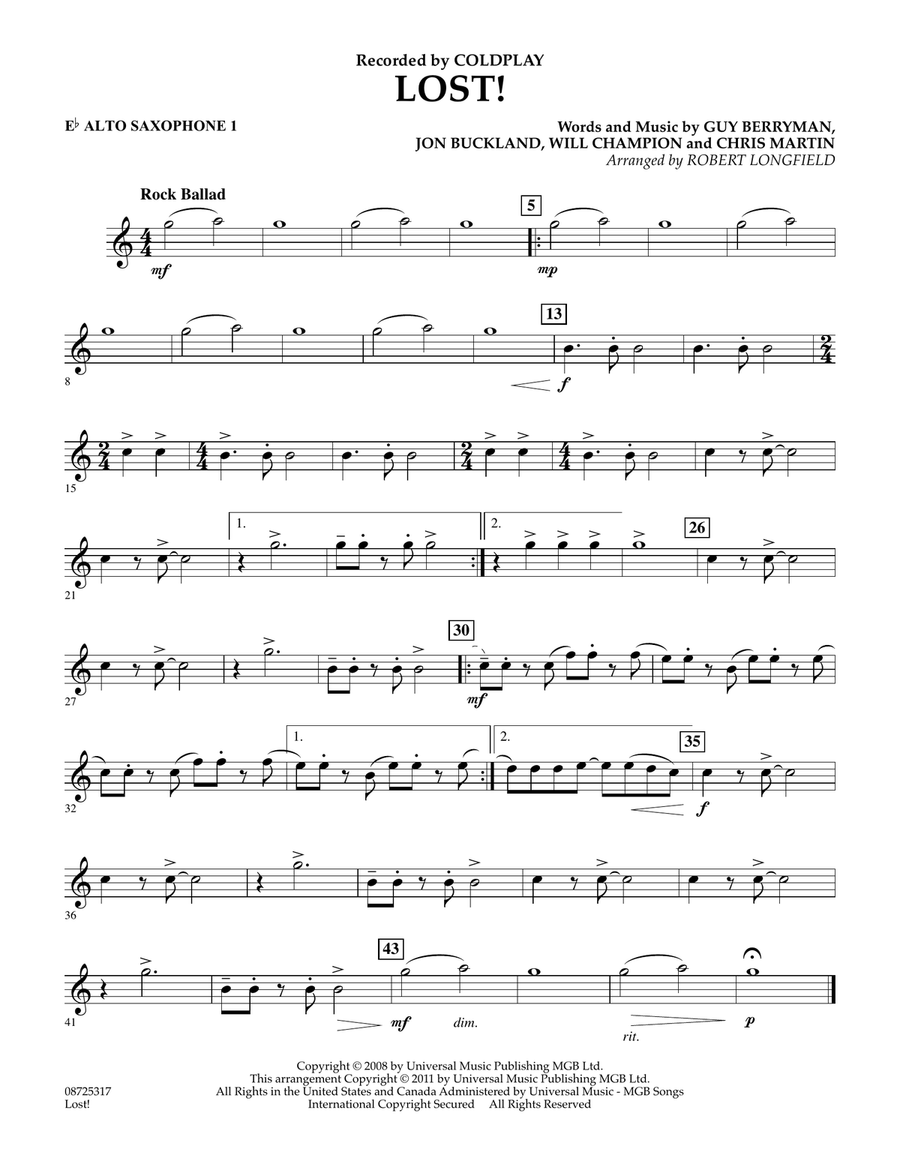 Lost! - Eb Alto Saxophone 1 Concert Band scores gallery preview page 1