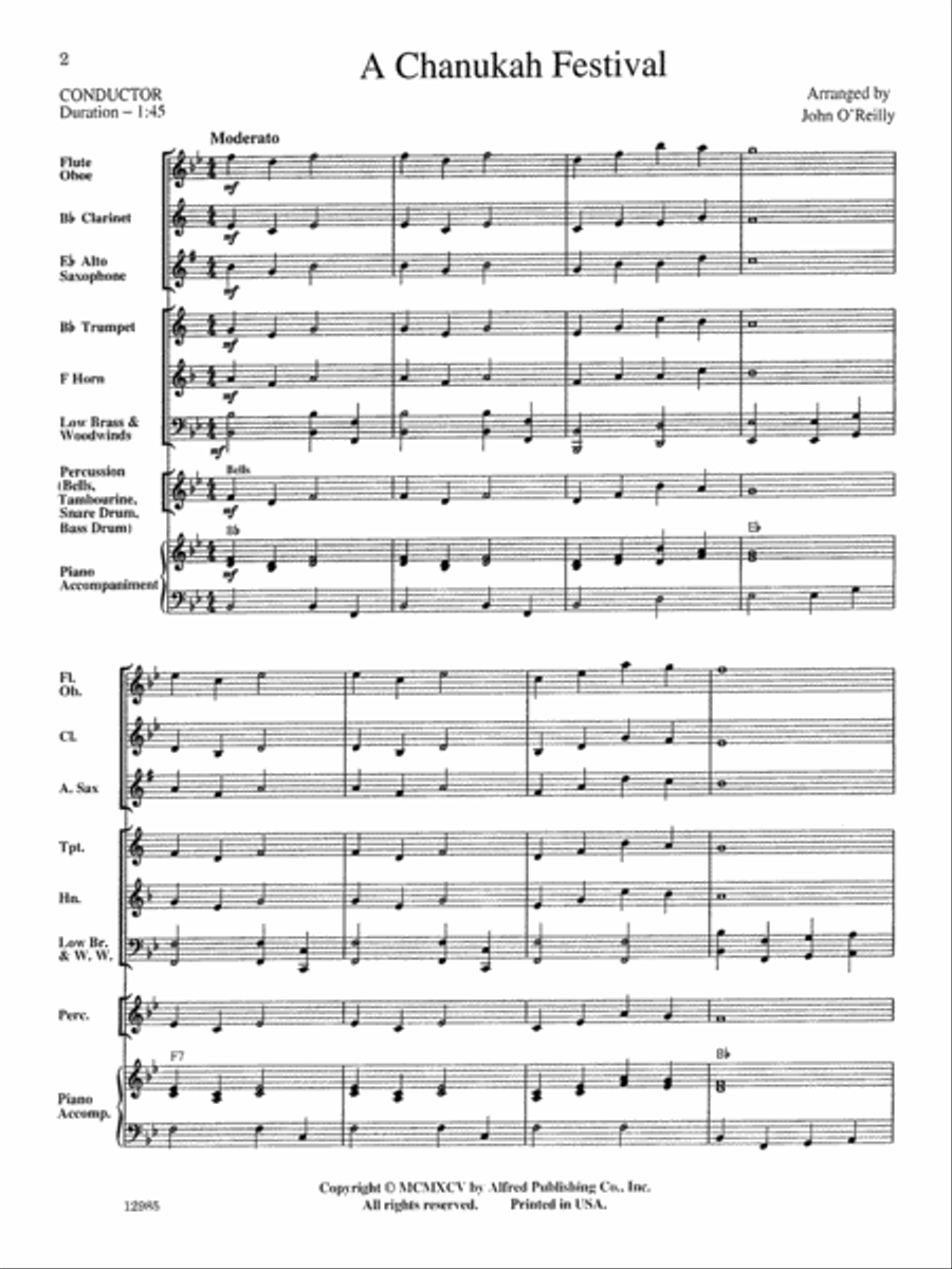 A Chanukah Festival: Score Concert Band scores gallery preview page 1