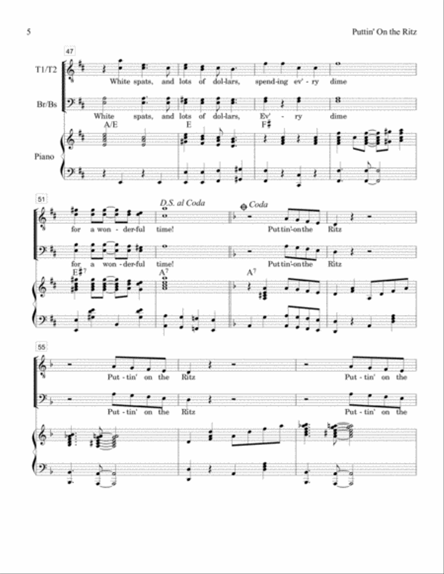 Puttin' On The Ritz Puttin' On The Ritz TTBB scores gallery preview page 5