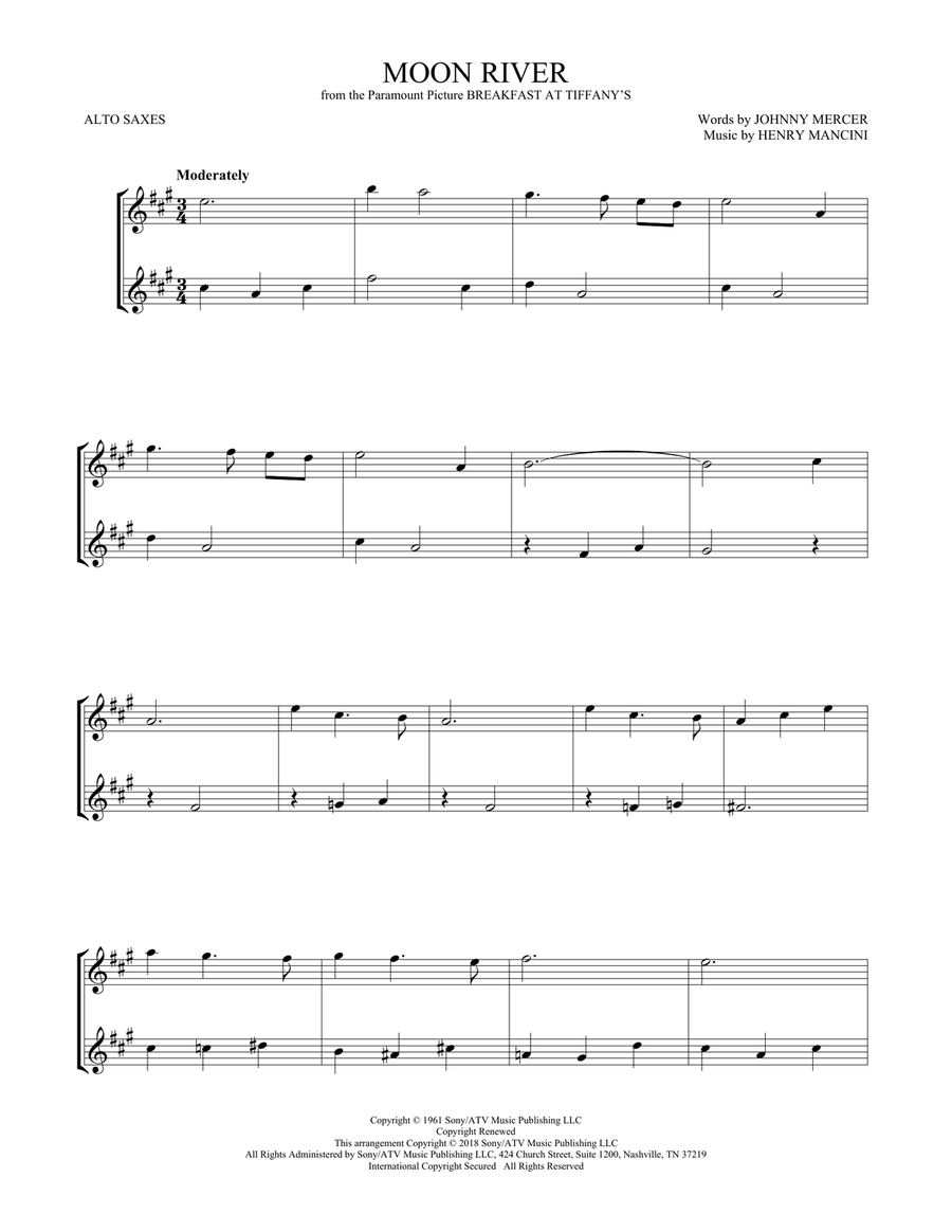 Moon River Moon River Woodwind Duet scores gallery preview page 1