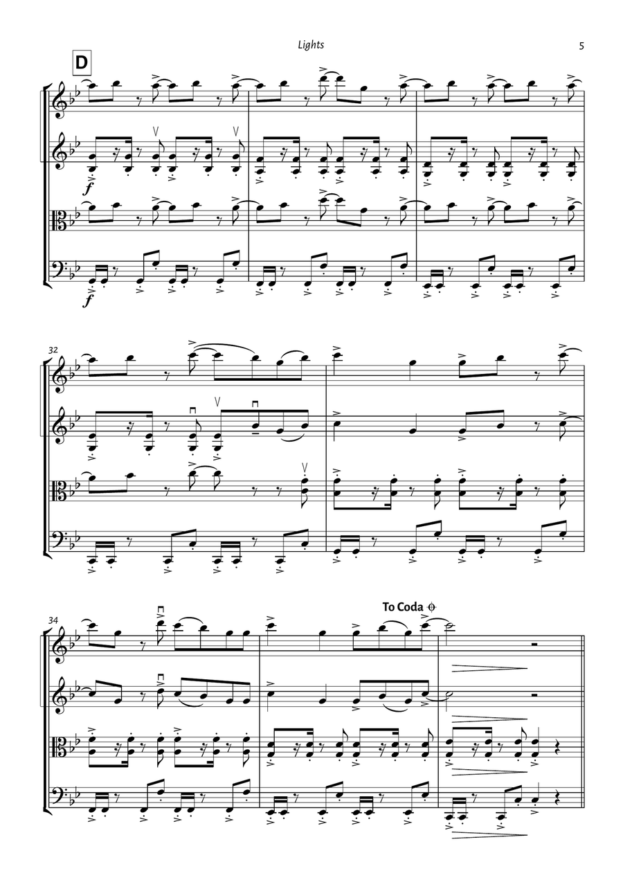 Lights String Quartet scores gallery preview page 5