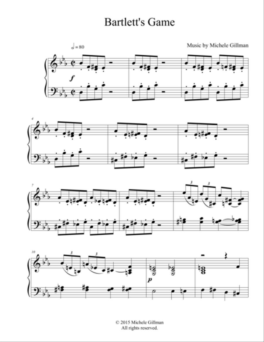 Bartlett's Game Piano Solo scores gallery preview page 1