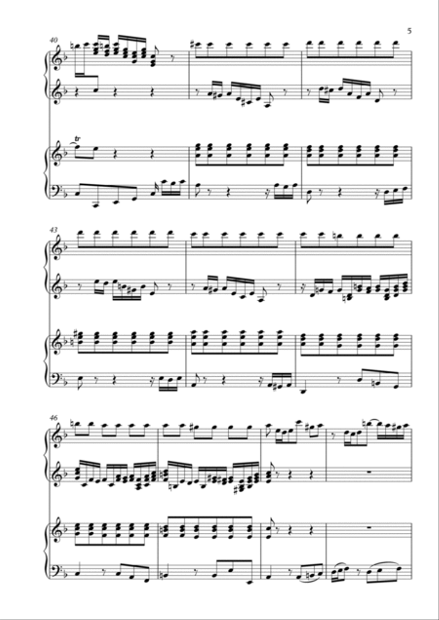 Double Violin Concerto in D minor (BWV 1043) - 3rd Movt - arranged for 2 pianos Violin Solo scores gallery preview page 5