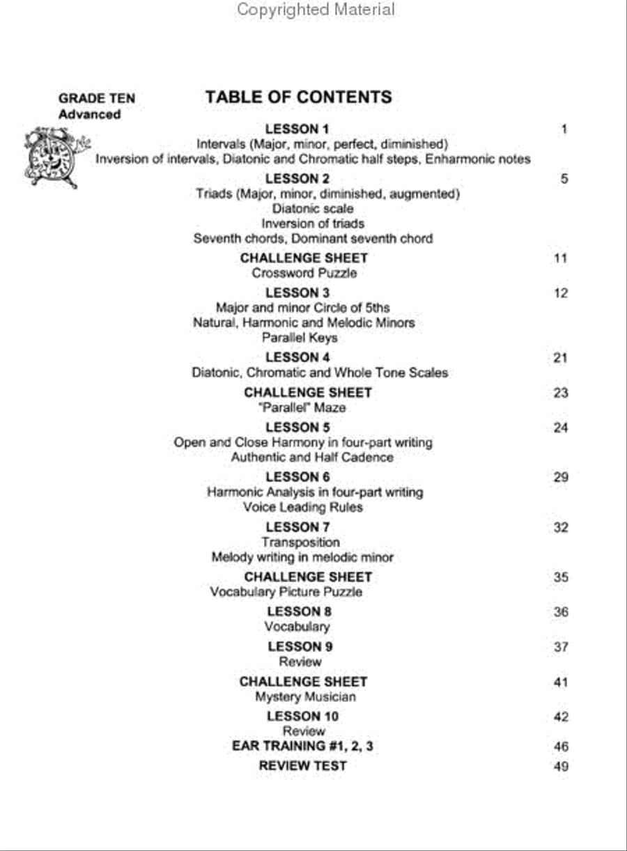 Theory Time Grade 10 Workbook Piano Method scores gallery preview page 2
