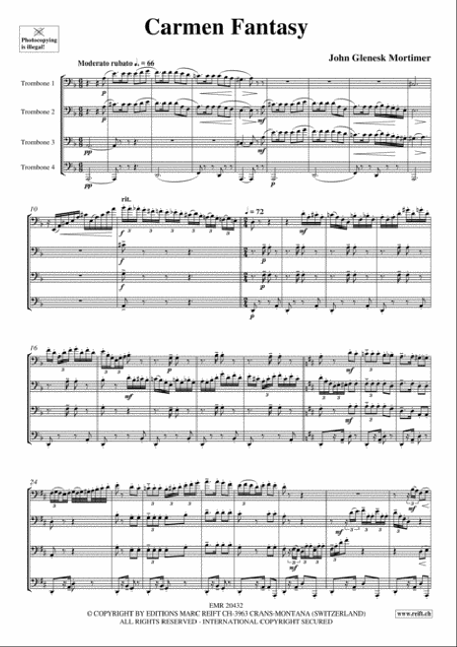 Carmen Fantasy Carmen Fantasy Trombone Quartet scores gallery preview page 3
