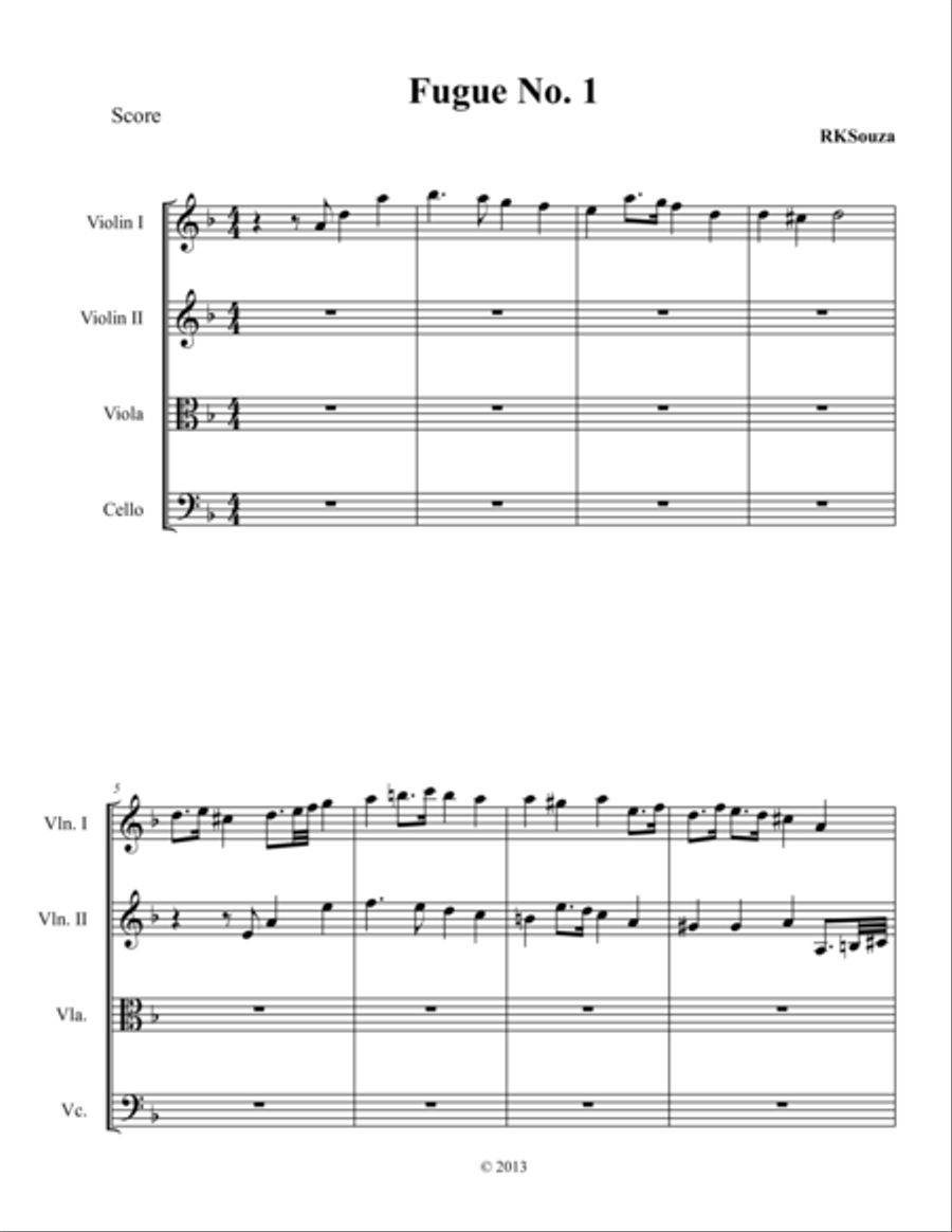 Fugue No. 1 Fugue No. 1 String Quartet scores gallery preview page 1