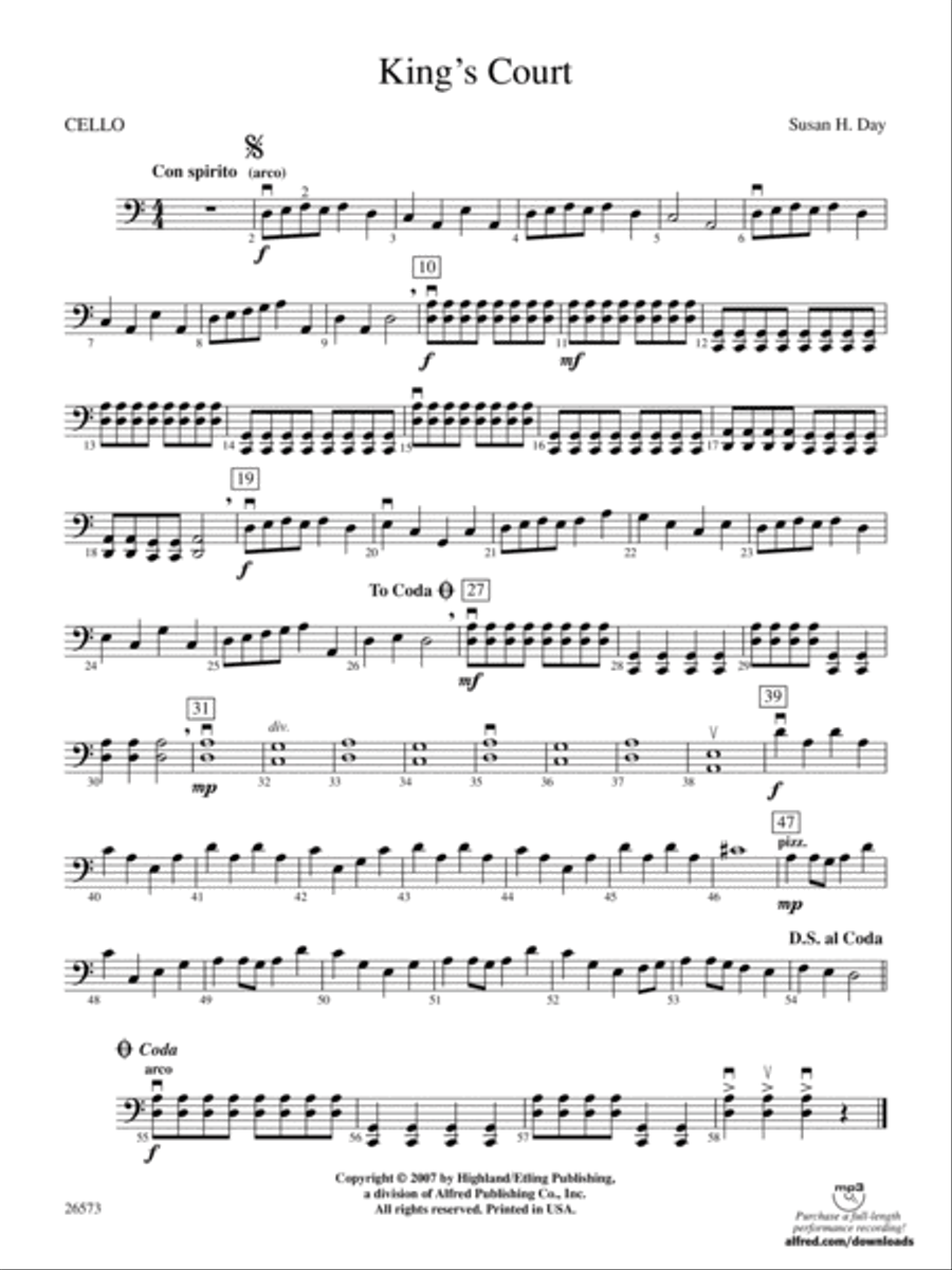 King #39 s Court: Cello String Orchestra Digital Sheet Music Sheet