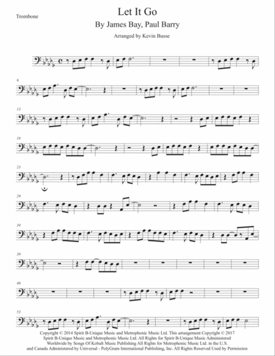 Let It Go Trombone Solo scores gallery preview page 1