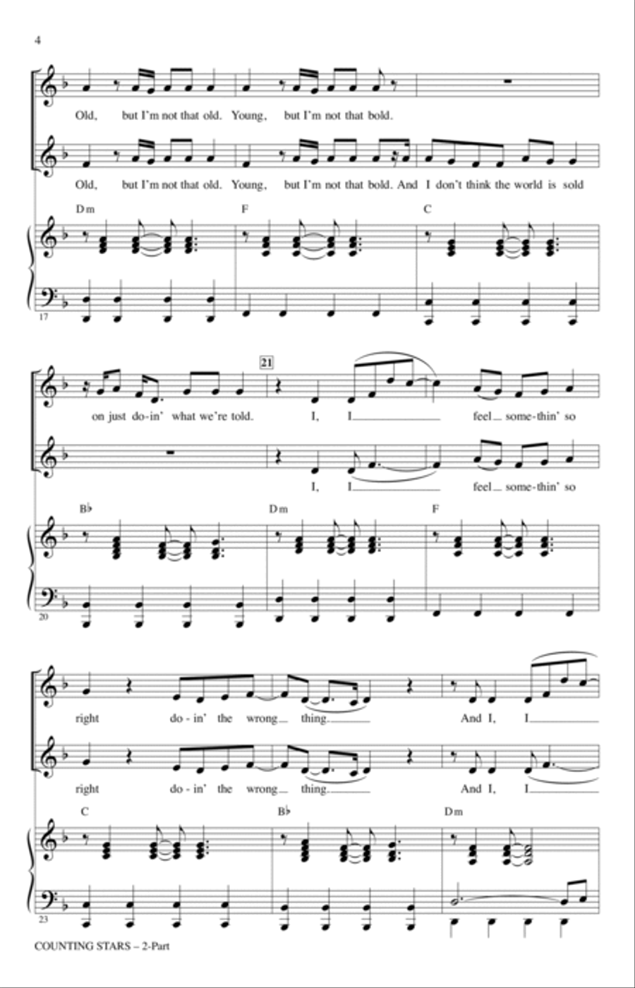 Counting Stars (arr. Mark Brymer) 2-Part scores gallery preview page 3