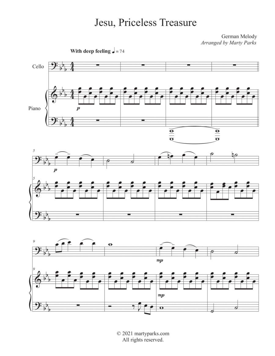 Jesu, Priceless Treasure (Cello-Piano) Piano scores gallery preview page 1