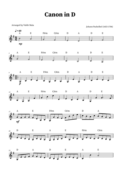 Canon in D - Trumpet Solo (+CHORDS) image number null