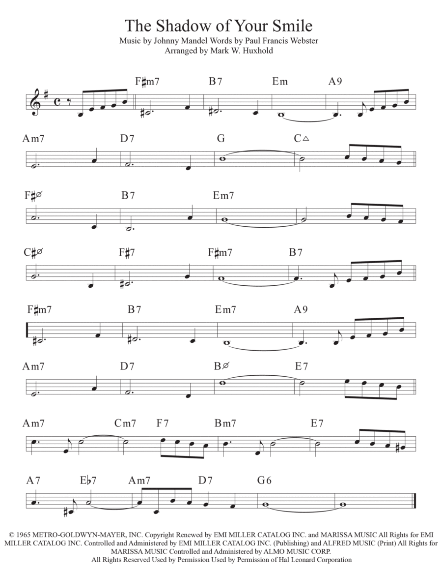 The Shadow Of Your Smile Piano scores gallery preview page 1