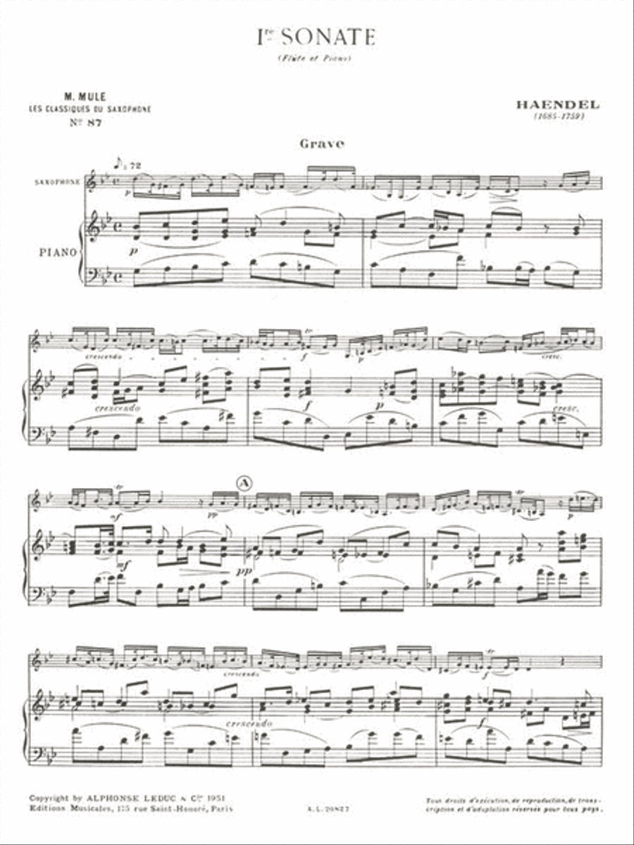 Sonata No.1, Op.1 No.1a (classiques No.87) (saxophone-alto & P Saxophone scores gallery preview page 2