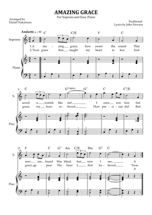 Amazing Grace (For Soprano Vocal with Piano)
