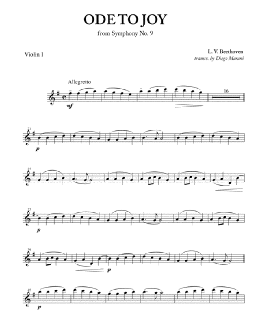 Ode To Joy (from Symphony No. 9) for String Quartet String Quartet scores gallery preview page 1