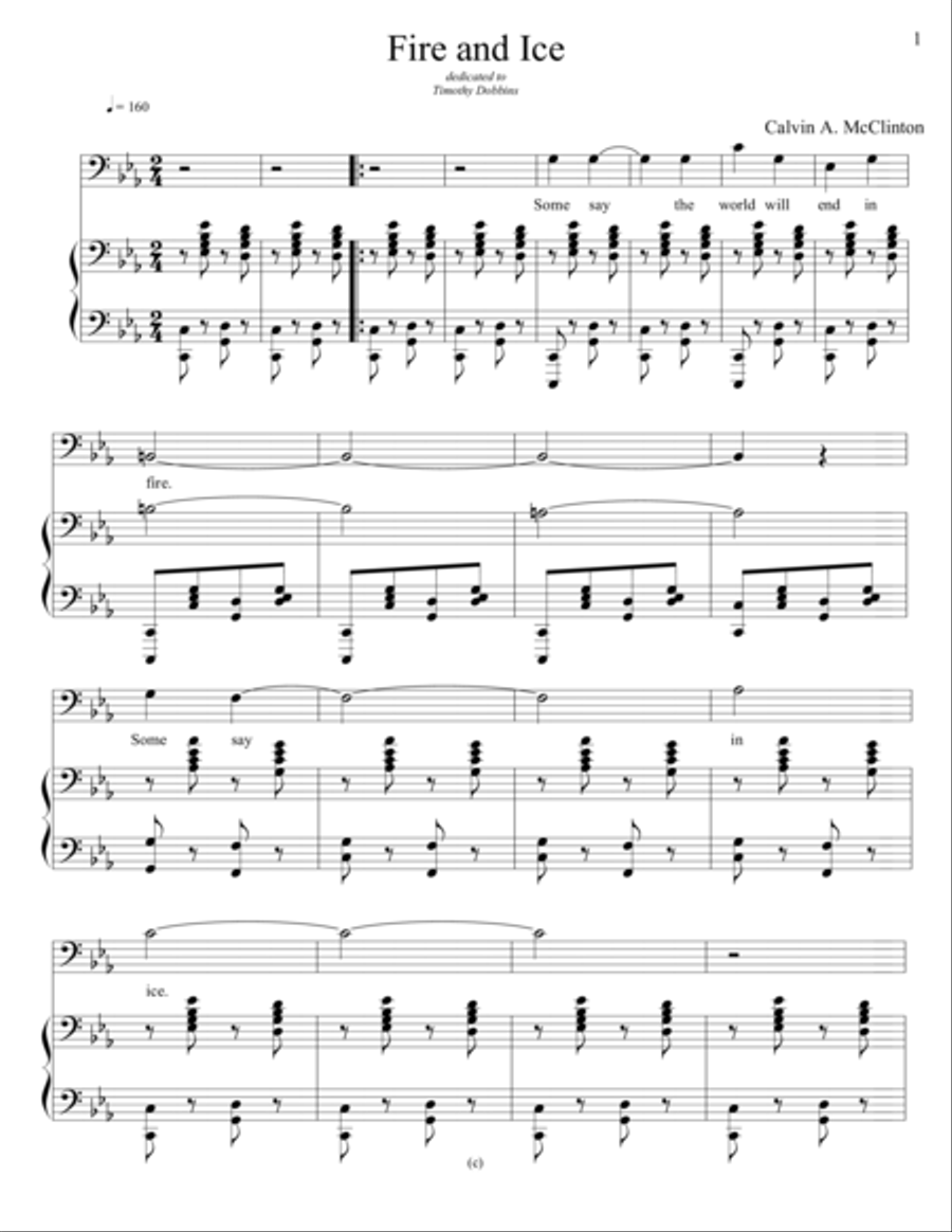 Fire and Ice Fire and Ice Low Voice scores gallery preview page 1