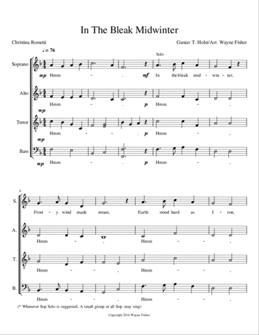 In The Bleak MidWinter 4-Part scores gallery preview page 1