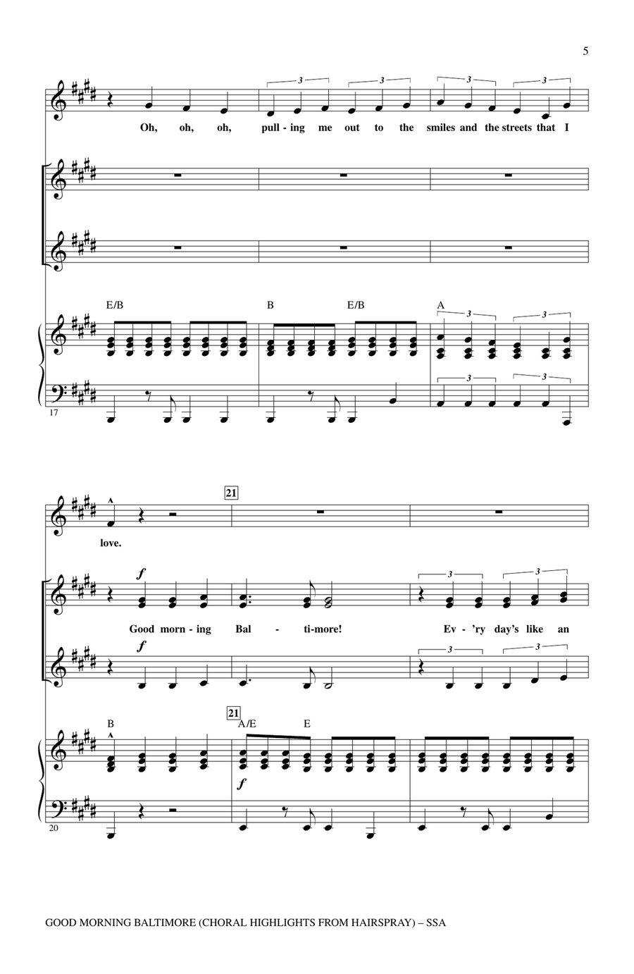 Good Morning Baltimore (Choral Highlights from Hairspray) (arr. Mac Huff) SSA scores gallery preview page 3