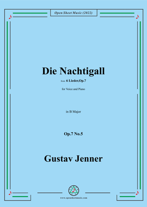 Book cover for Jenner-Die Nachtigall,in B Major,Op.7 No.5