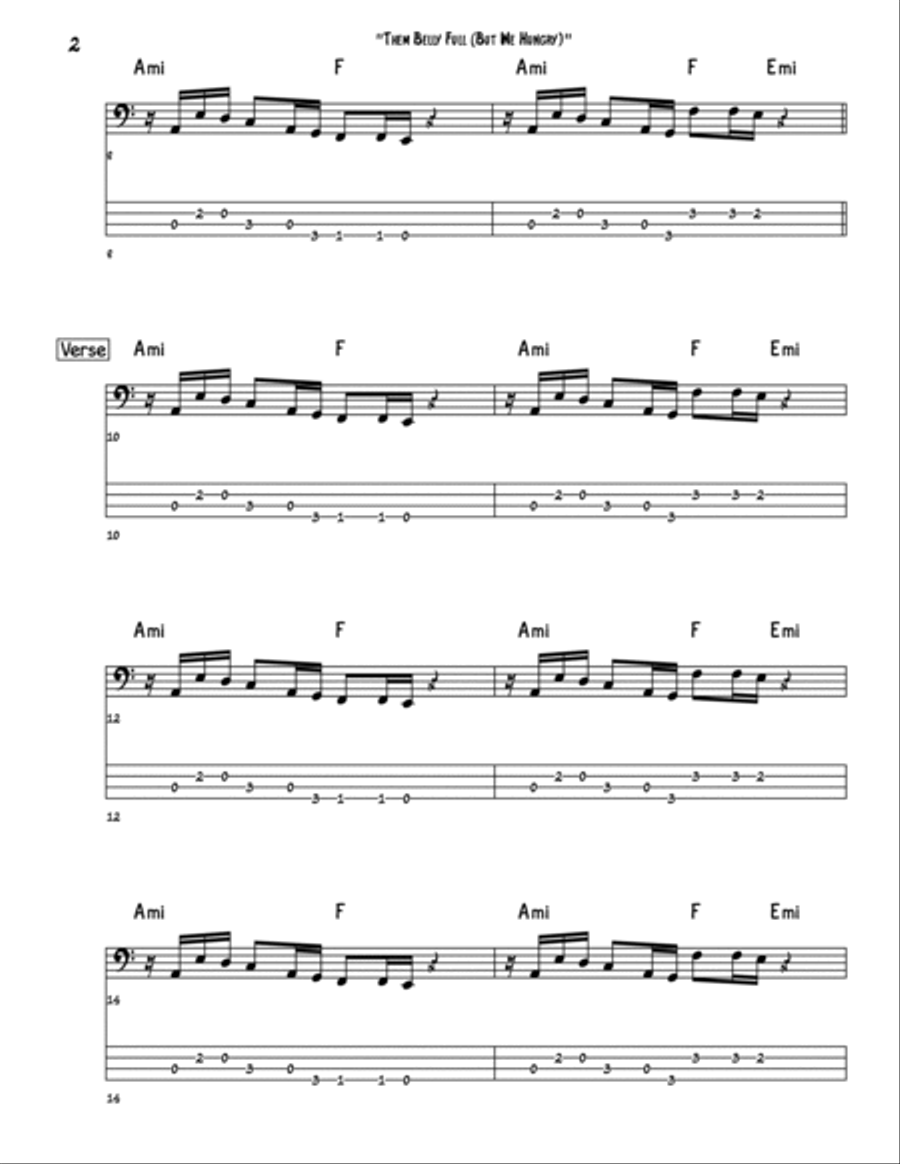 Them Belly Full (but We Hungry) Bass Guitar scores gallery preview page 2
