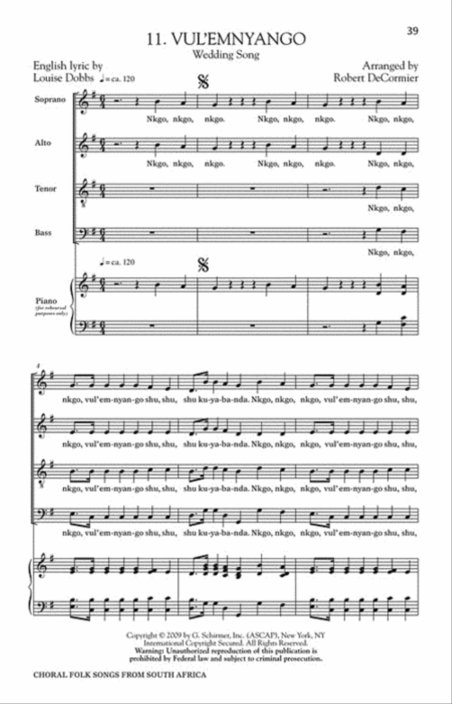 Choral Folk Songs from South Africa 4-Part scores gallery preview page 7