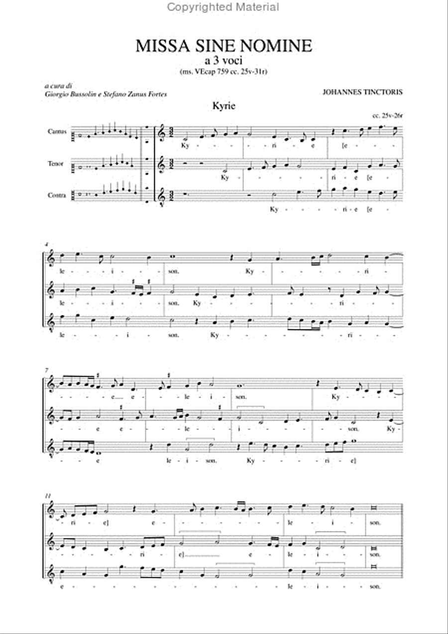 Missa sine nomine No. 2 for 3 Voices