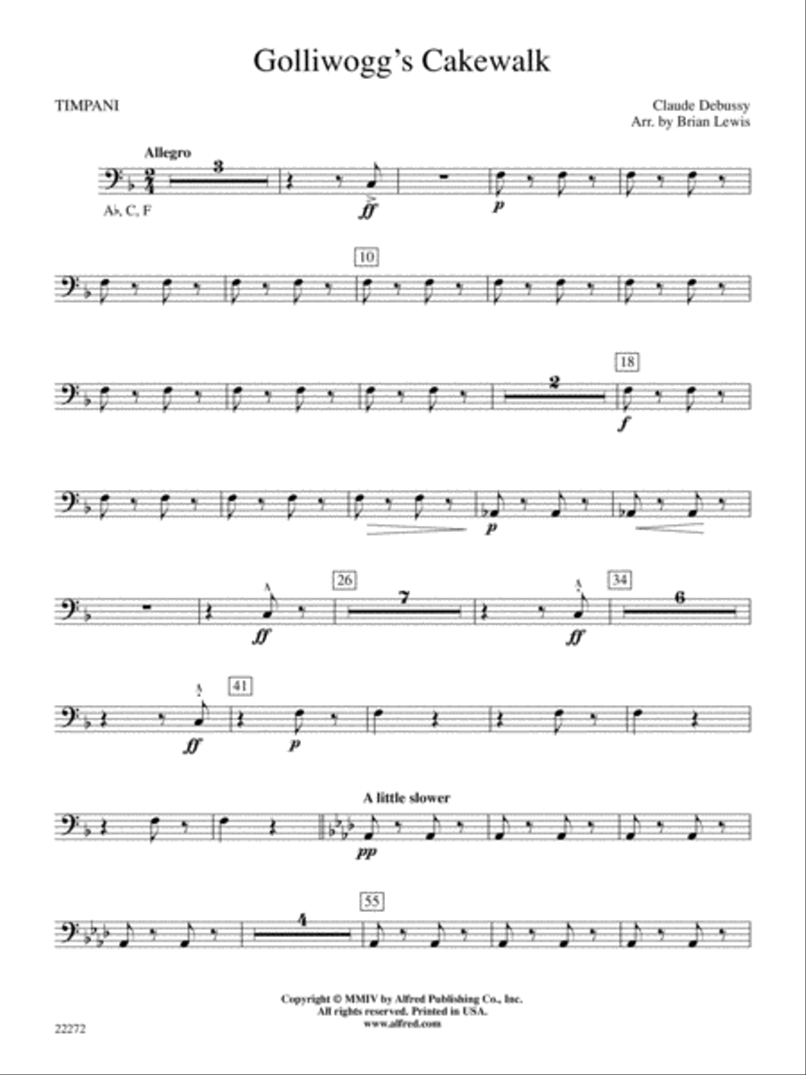 Golliwogg's Cakewalk: Timpani Concert Band scores gallery preview page 1