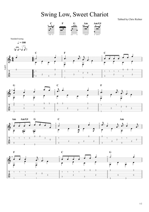 Swing Low, Sweet Chariot (Solo Fingerstyle Guitar Tab)
