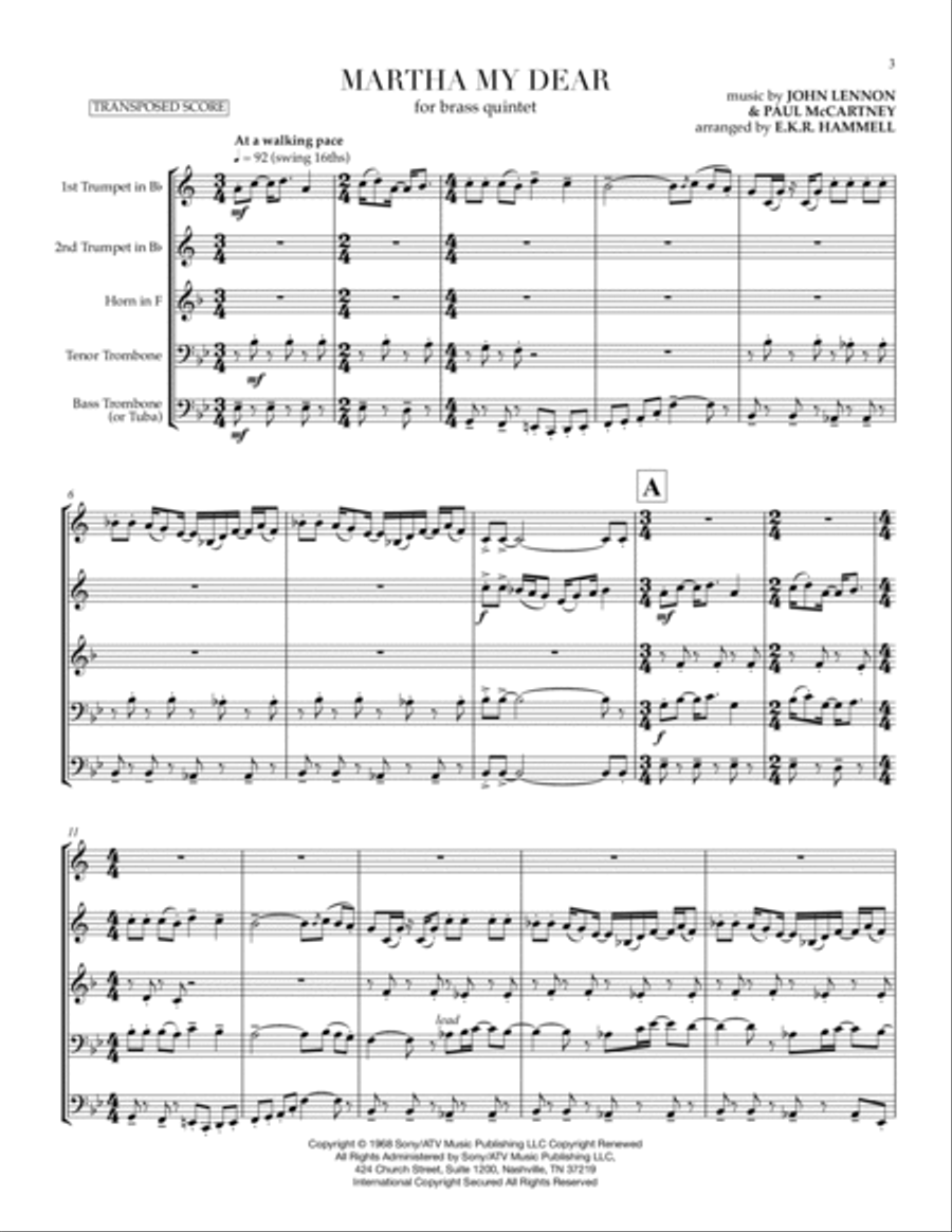 Martha My Dear Brass Ensemble scores gallery preview page 5