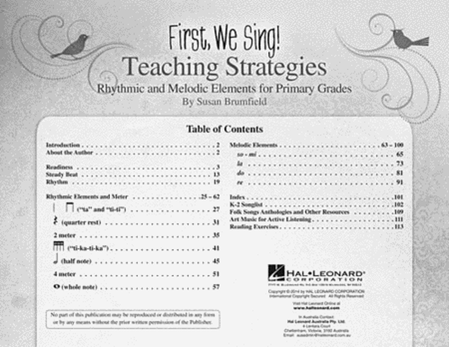 First We Sing! Teaching Strategies