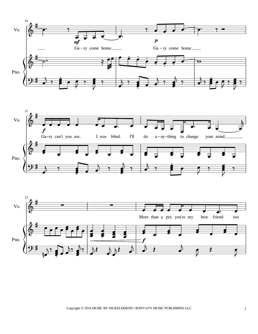 Gary's Song Piano, Vocal scores gallery preview page 3