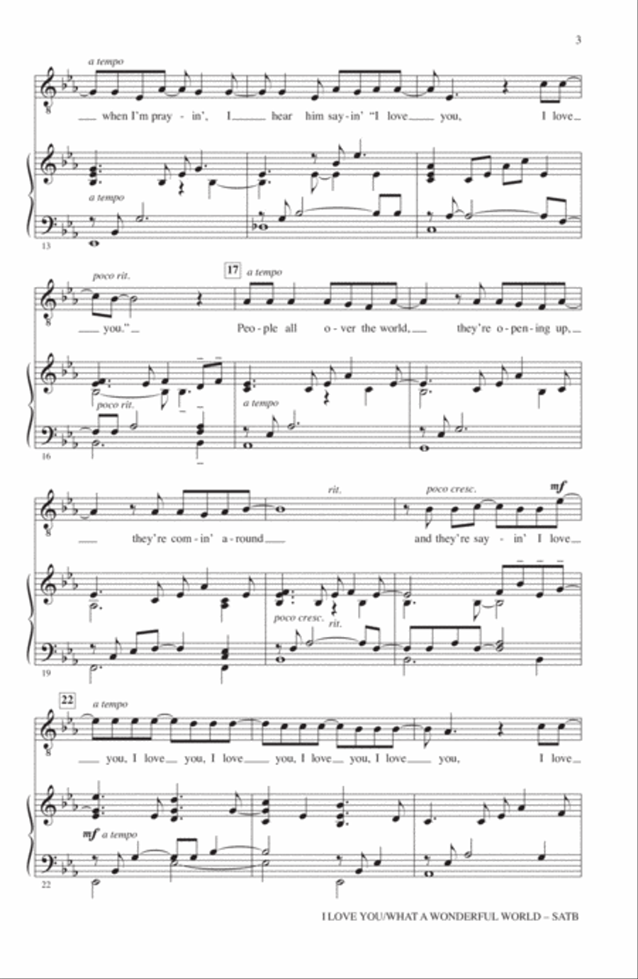 I Love You/What A Wonderful World 4-Part scores gallery preview page 2