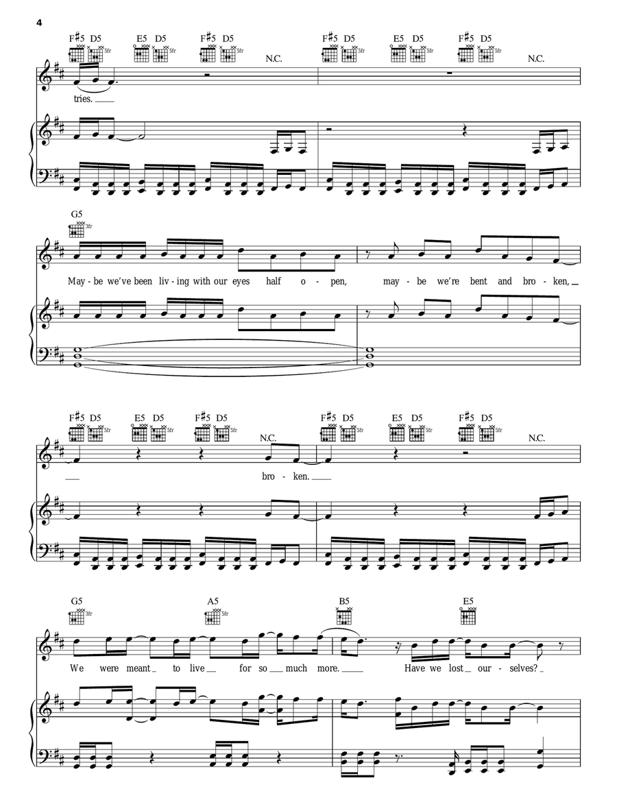 Meant To Live Piano, Vocal, Guitar scores gallery preview page 4