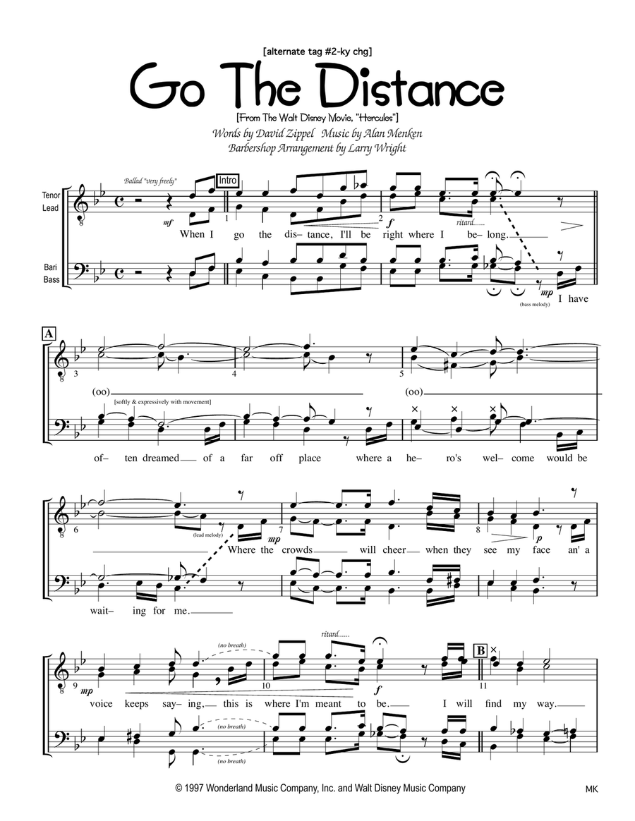 Go The Distance TTBB scores gallery preview page 1