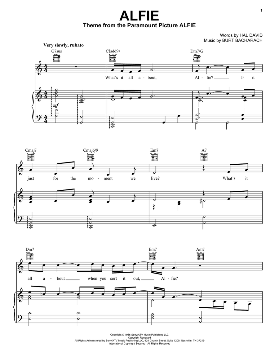 Alfie Acoustic Guitar scores gallery preview page 1