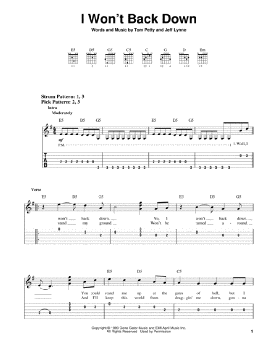 I Won't Back Down Acoustic Guitar scores gallery preview page 1