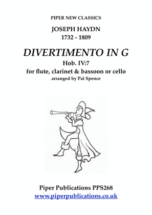 Book cover for HAYDN DIVERTIMENTO IN G Hob.IV:7 for flute, clarinet & bassoon or cello